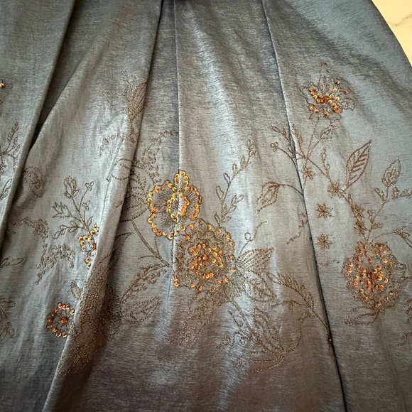 OC by Oleg Cassini Blue Pleated Cocktail Sundress Excellent Condition Size 12 - Picture 10 of 10